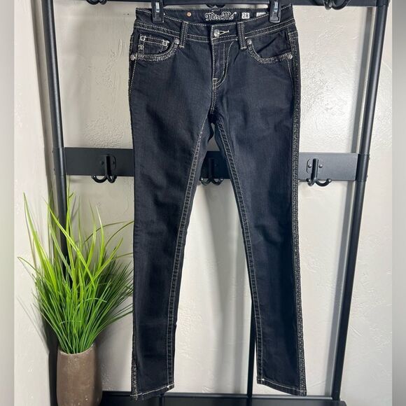 Miss Me Skinny Jeans Black Flap Pockets Size 28 - Picture 5 of 16
